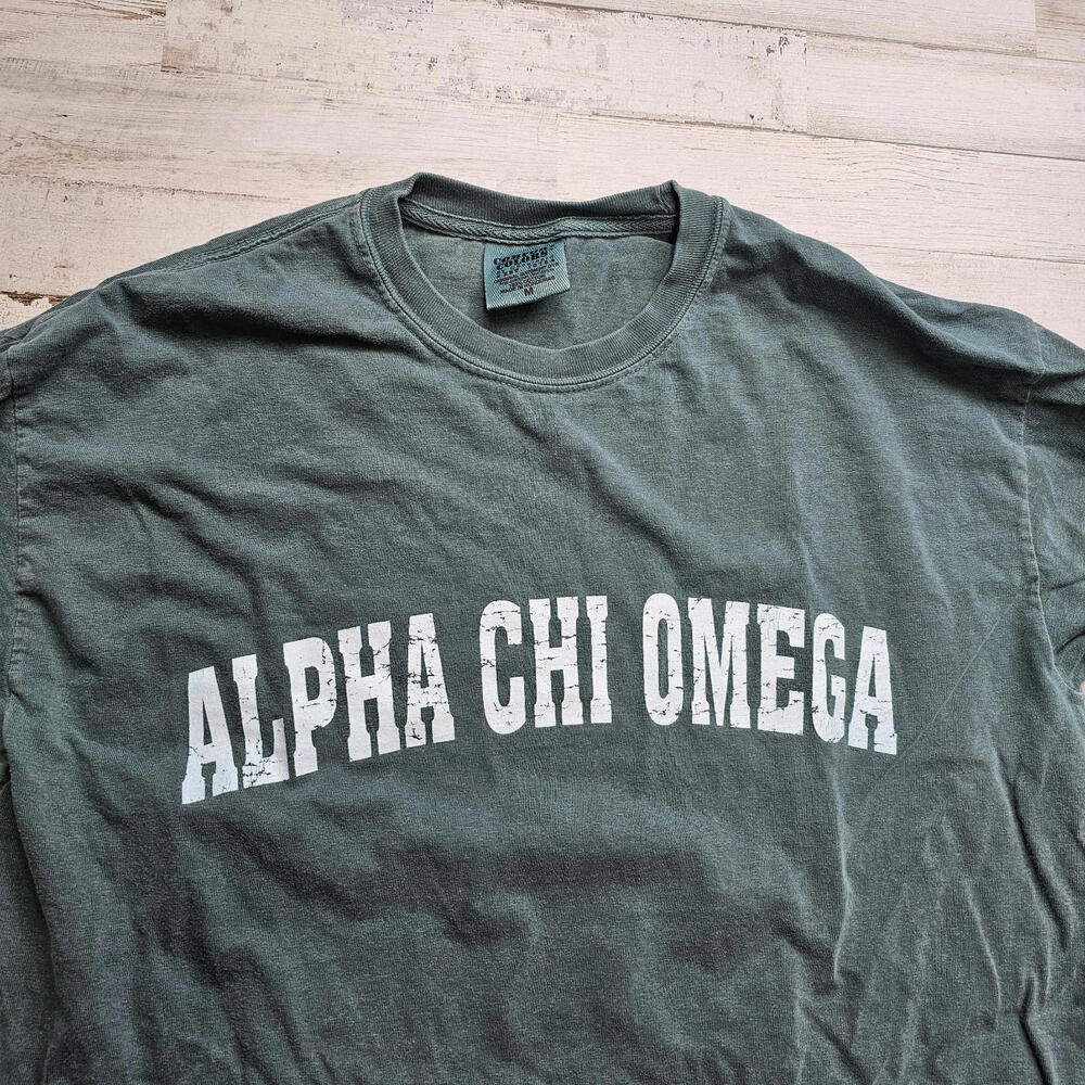 Alpha Chi Omega Sorority Greek Life Comfort Colors Med Long Sleeve Graphic Tee - Picture 3 of 5